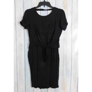 Women Short Sleeve Dress XL Black Knit Comfy